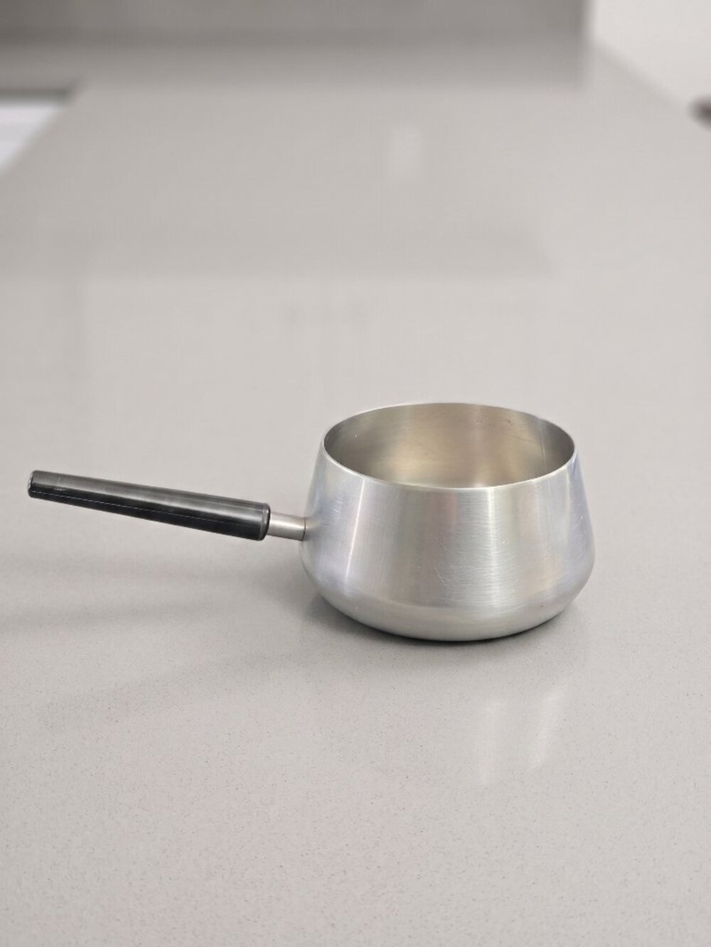Vintage SIGG Switzerland INOX 18/8 Stainless Steel Fondue Pot 1960s MCM Black Ha